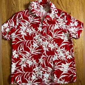 tropical rayon button down